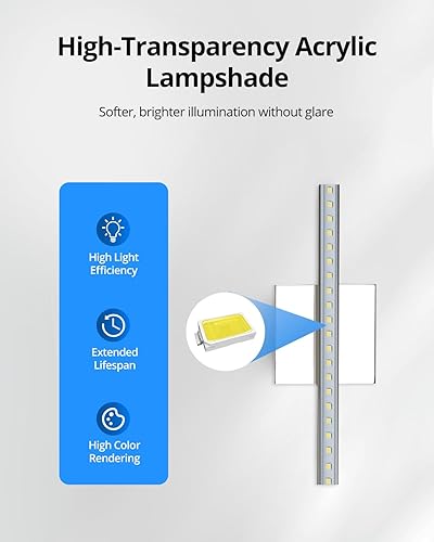 Miniatura 6 de Combuh Barra de luz regulable para tocador, 9 W, aplique de pared para interiores, lámpara blanca fría moderna IP44 de 6000 K cromada para baño, 16