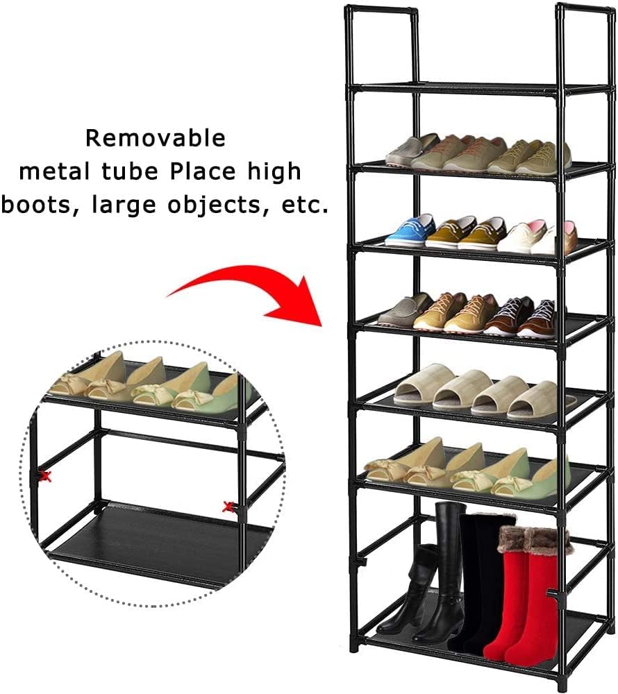 Buy barsone 8 Tiers Shoe Rack, 16 Pairs Space Saving Black Shoe Rack