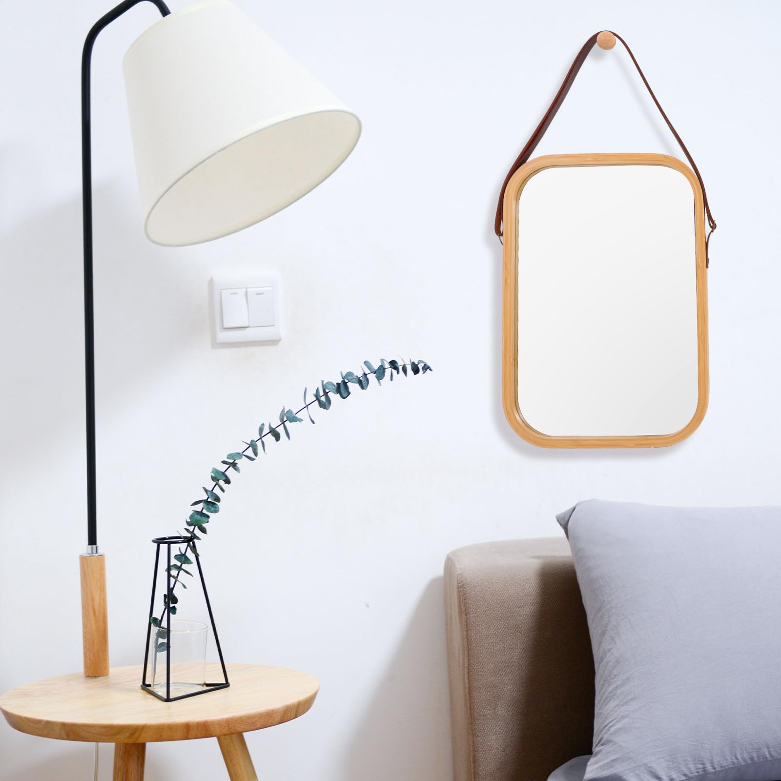 Toddmomy Espejo de Pared Rectangular Marco de Bambú, Baño y Hogar