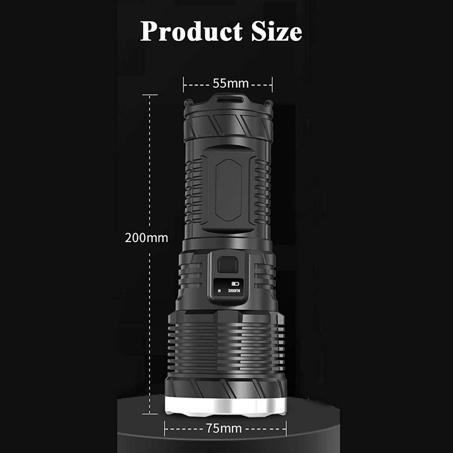 GeRRiT DIRIGIÓ Linternas - Linterna de altas lúmenes potentes: 5 modos, luz brillante brillante for accesorios for acampar, engranajes de emergencia, USB Cargadura (Size : Large)