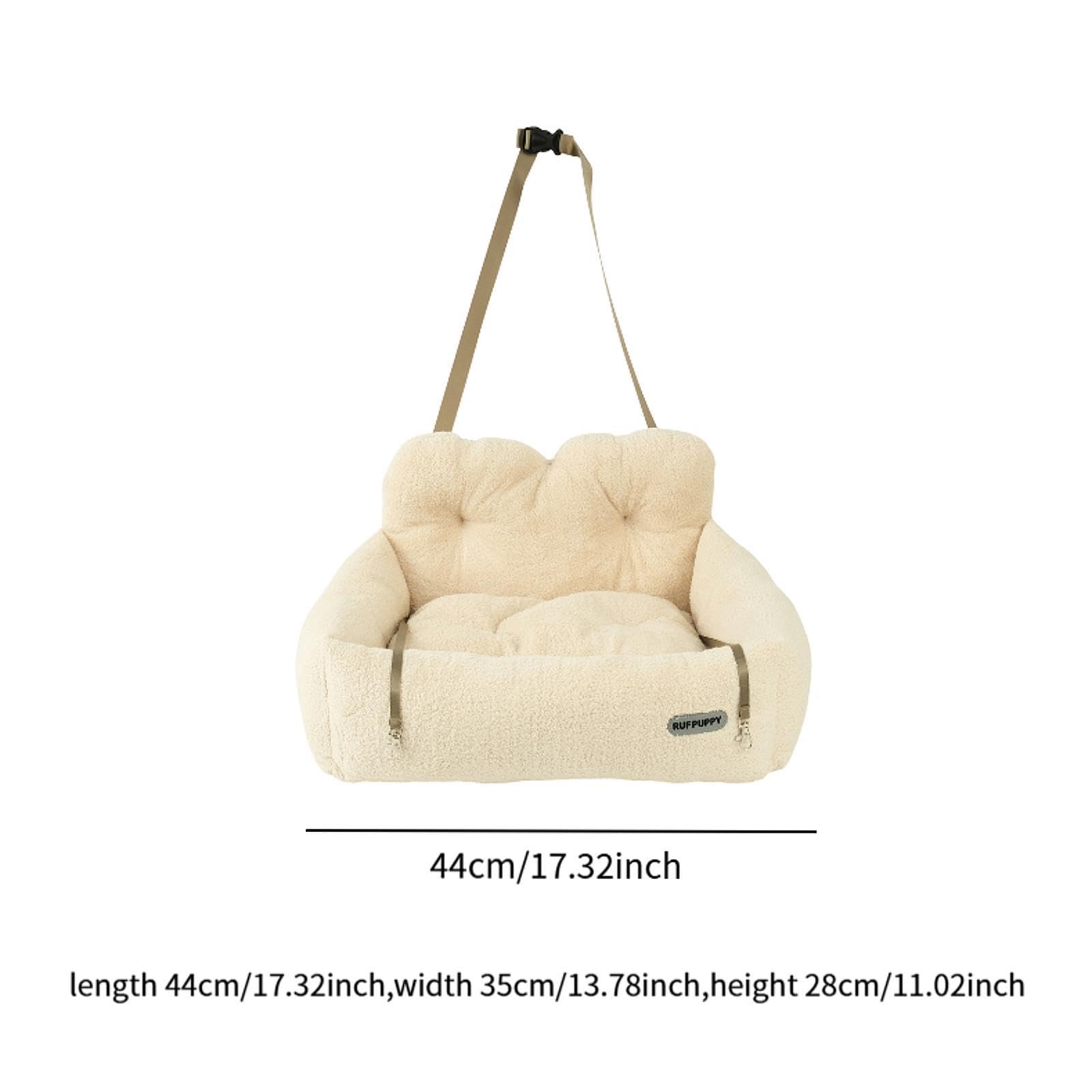 Asiento para Mascotas Cama SUV Coche Perro Asiento Lavable Antideslizante Correas Dobles Transportín Portátil Adecuado para Viaje Auto Acampada, Beige S