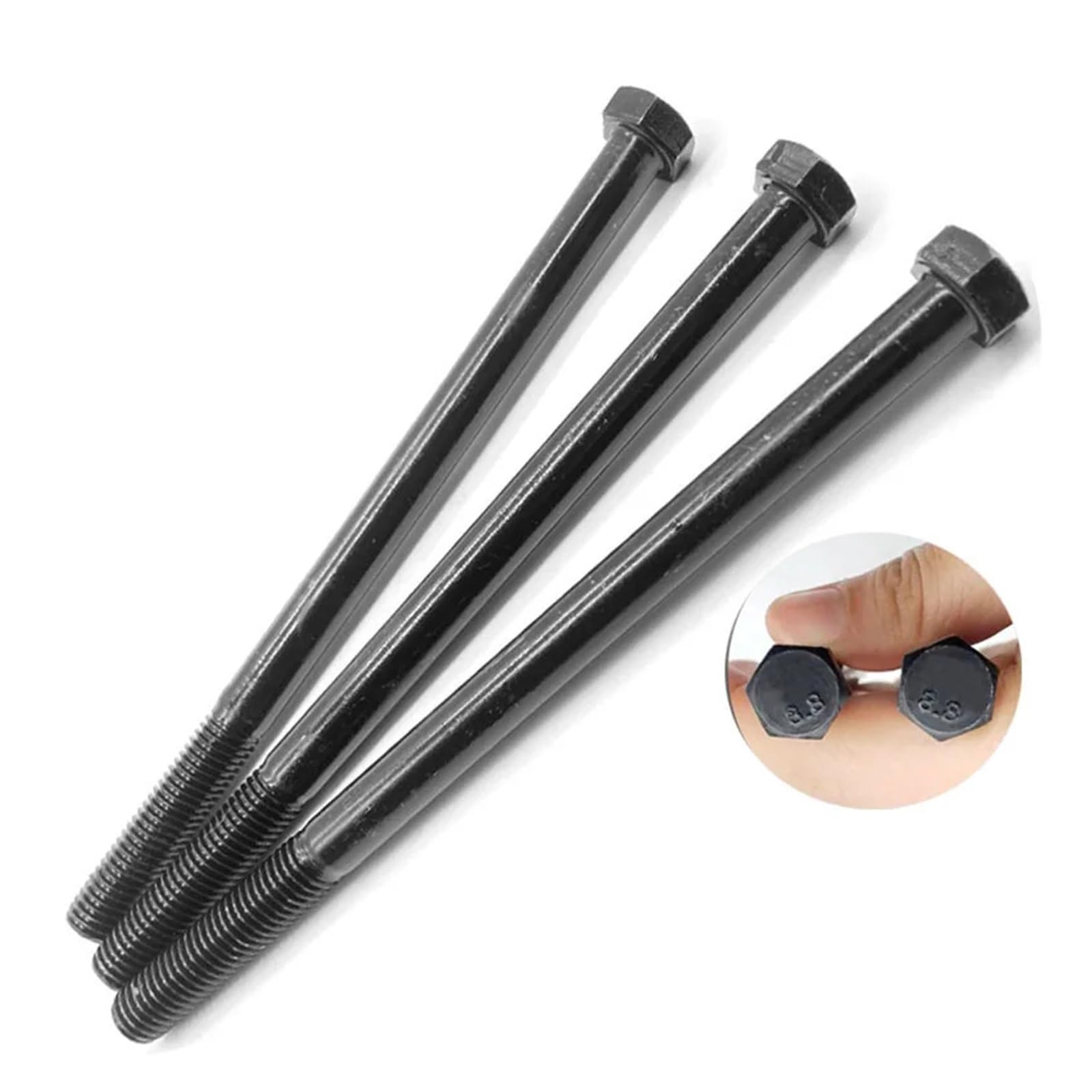 M6 M8-M18 M20 M22 M24 Tornillos extendidos hexagonales externos Perno de cabeza hexagonal plana exterior acero grado 8, negro for máquina 200 mm largo(M14 (2pcs),130mm)