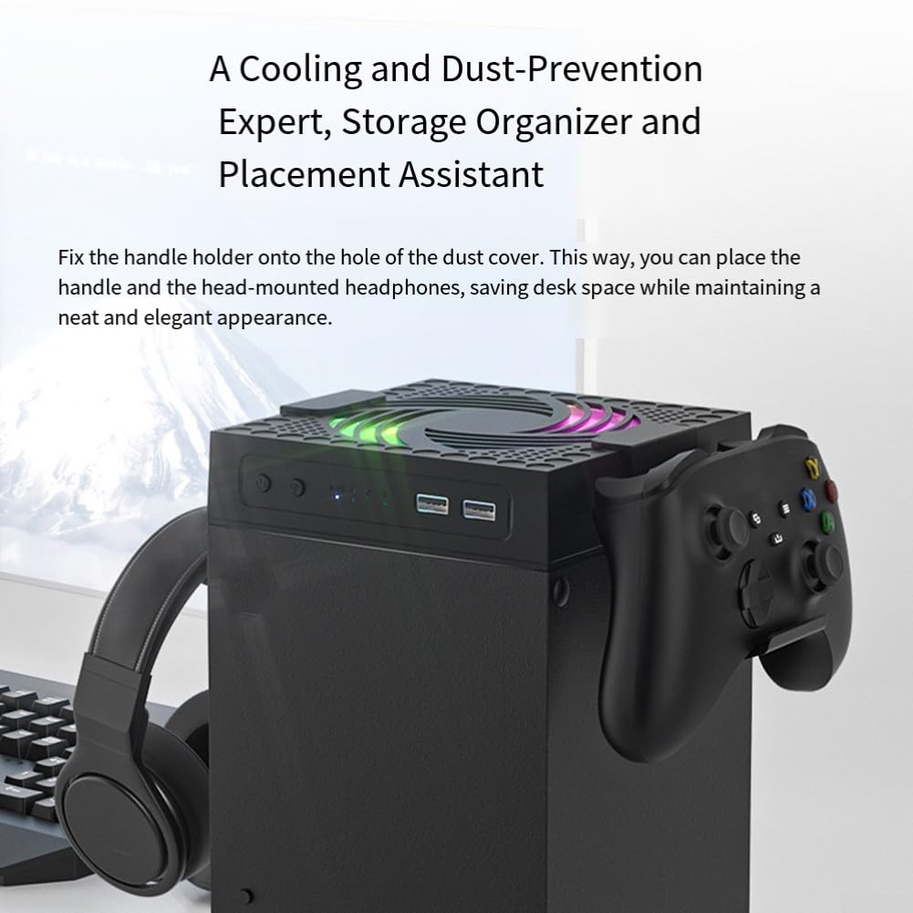 Ventola di raffreddamento per XBOX, ventola di raffreddamento RGB per Xbox Series X/S, velocità regolabile, design a basso rumore, console esterna per giochi (bianco)