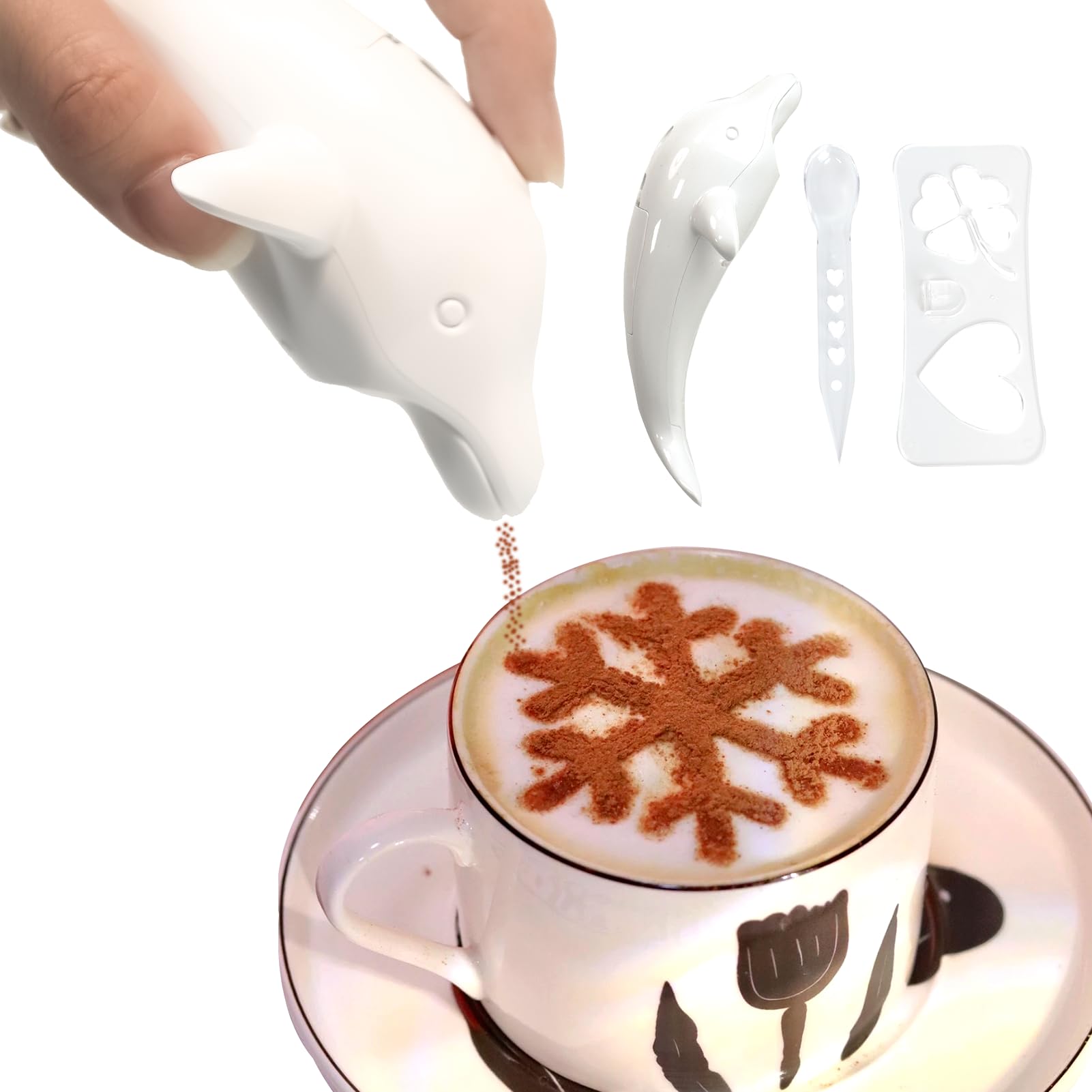 Barista's Choice Coffee Art Pen - Portable Electric Latte & Cappuccino Decorator with Stencils