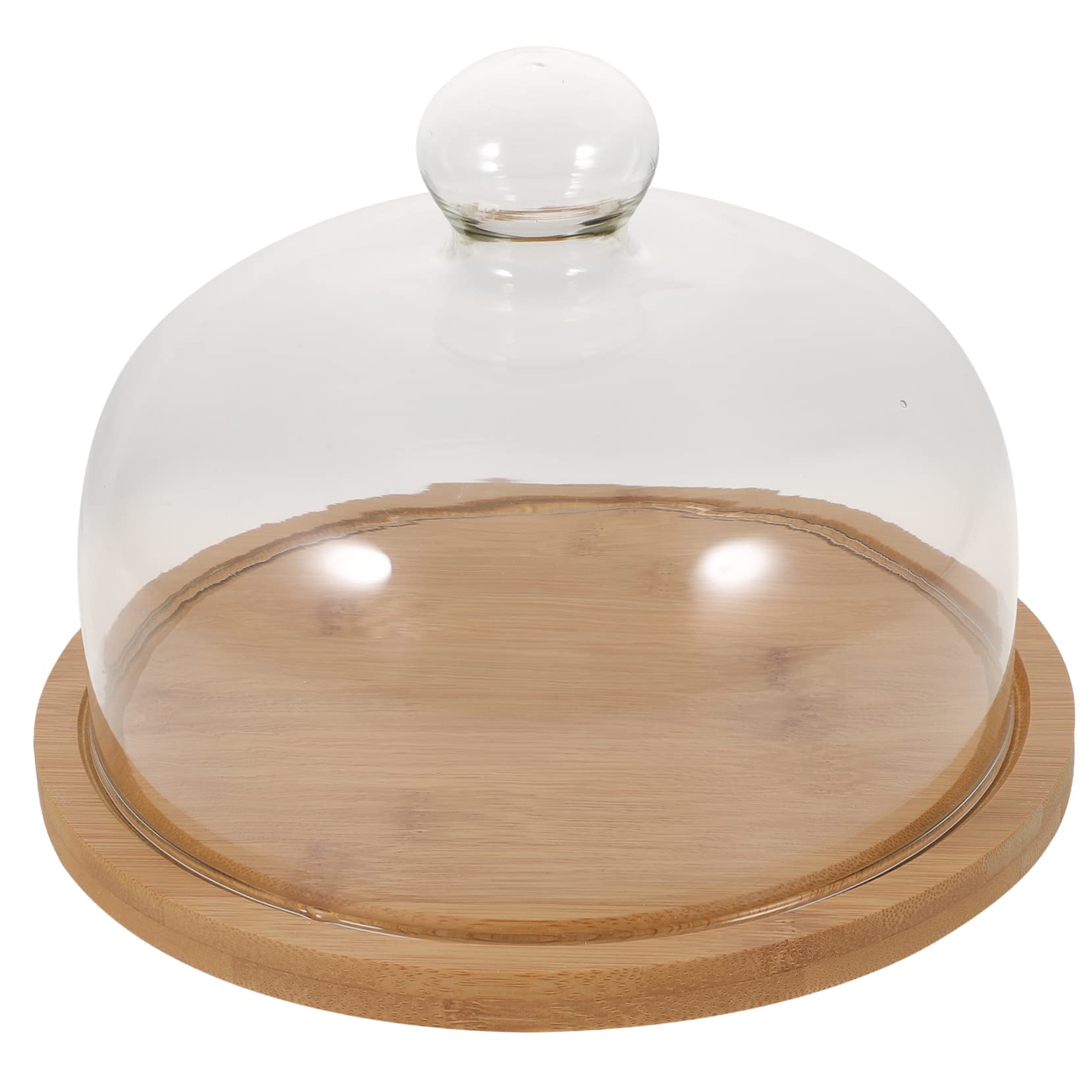 Alipis 1ensemble Cloche à Gâteaux Verre Transparent avec Support Bois Couvercle Alimentaire Protecteur pour Desserts Gâteaux Et Brunchs Pratique Et Élégant pour Maison Et Restaurant