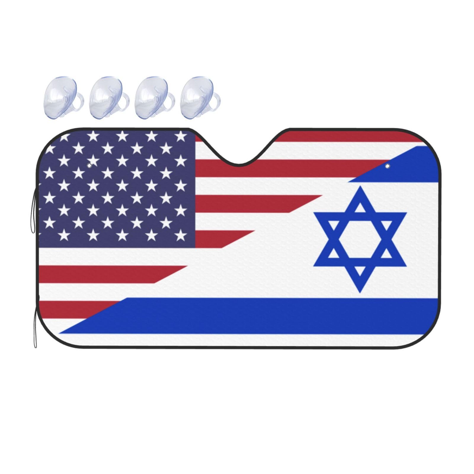 America Israel Friendship Flag Foldable Car Windshield Sunshade Blocks Heat and Sun Glare Uv Rays