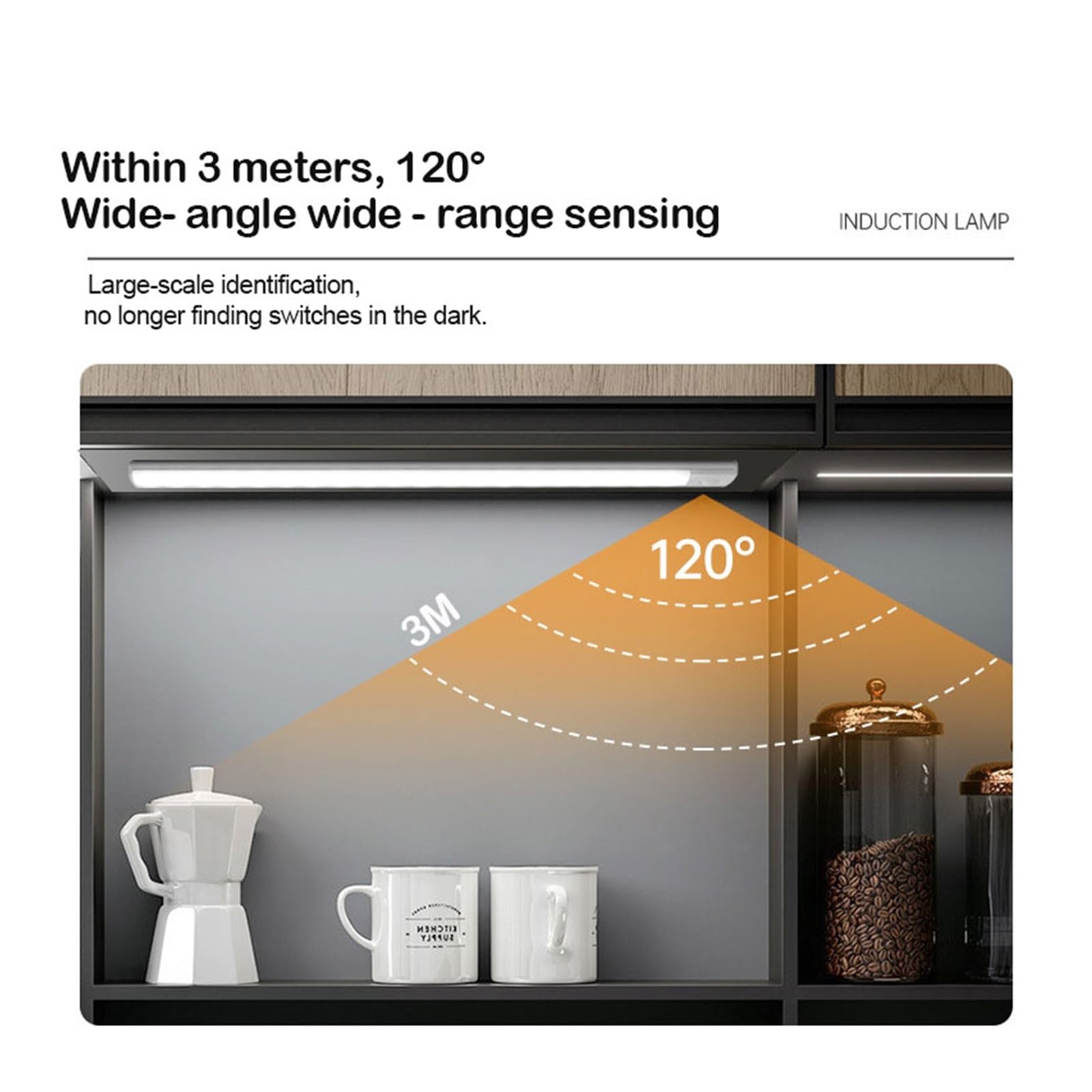 Oświetlenie Pod Szafką Lampka Nocna W Szafce Z Czujnikiem Ruchu Oświetlenie LED USB Szafa Kuchenna Lampa Pokojowa Możliwość Ładowania 3 Kolory 1 Świetle Magnetycznym(20CM,Yellow with black)