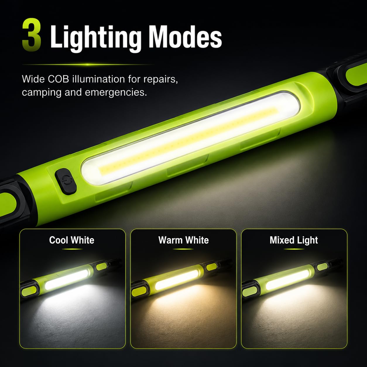 Linterna Trabajo, Luz Trabajo Led, Linterna Mecanico, Foco Trabajo Led, Luz Emergencia, Lampara Inspeccion, Luz Led Recargable, Lampara Trabajo Led, 3000lm, para Reparacion Coche, Camping