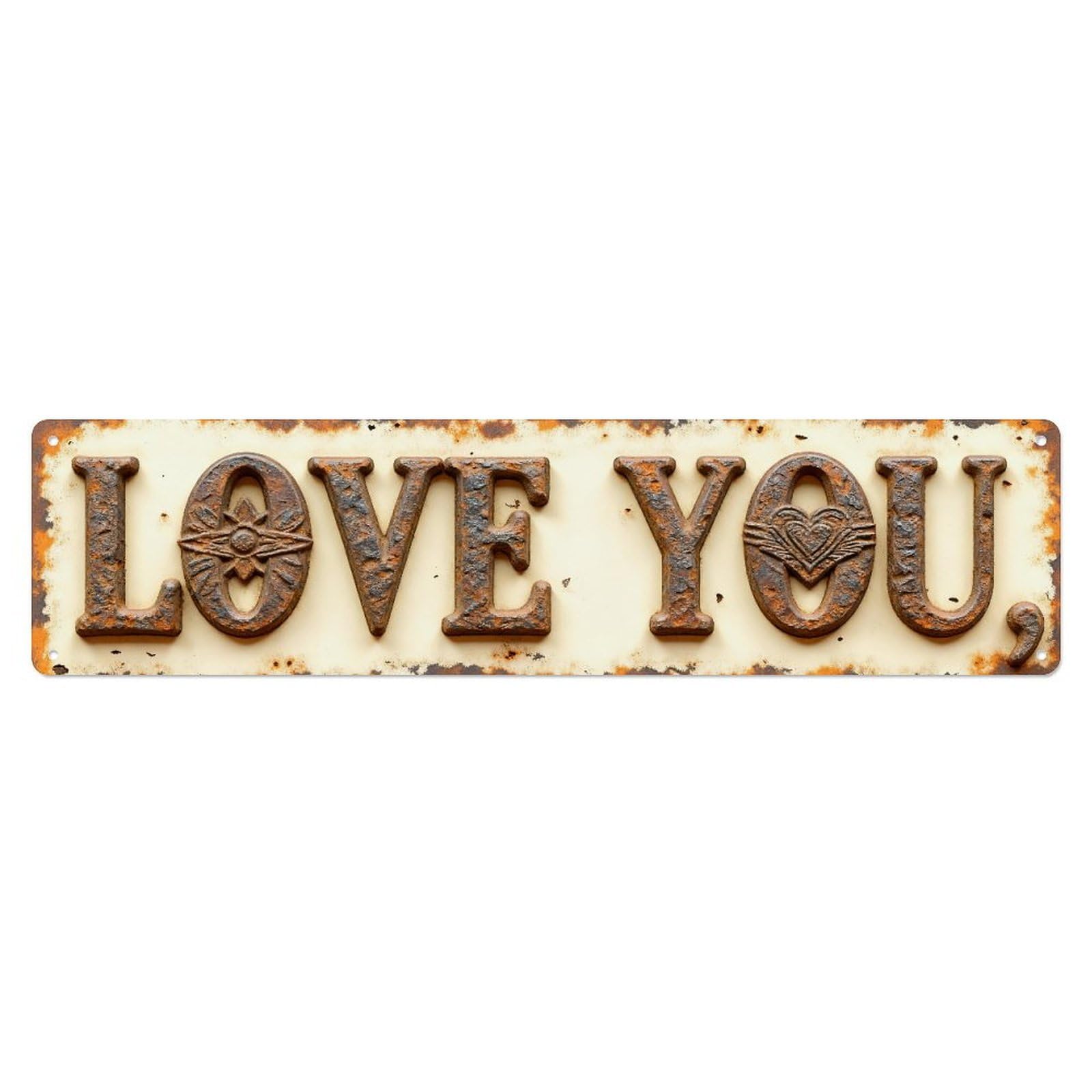 Love You Sign Pattern Print Tin Sign Vintage Metal Sign Home Bar Garden Indoor & Outdoor Wall Decor Retro Metal Poster 4x16 Inch
