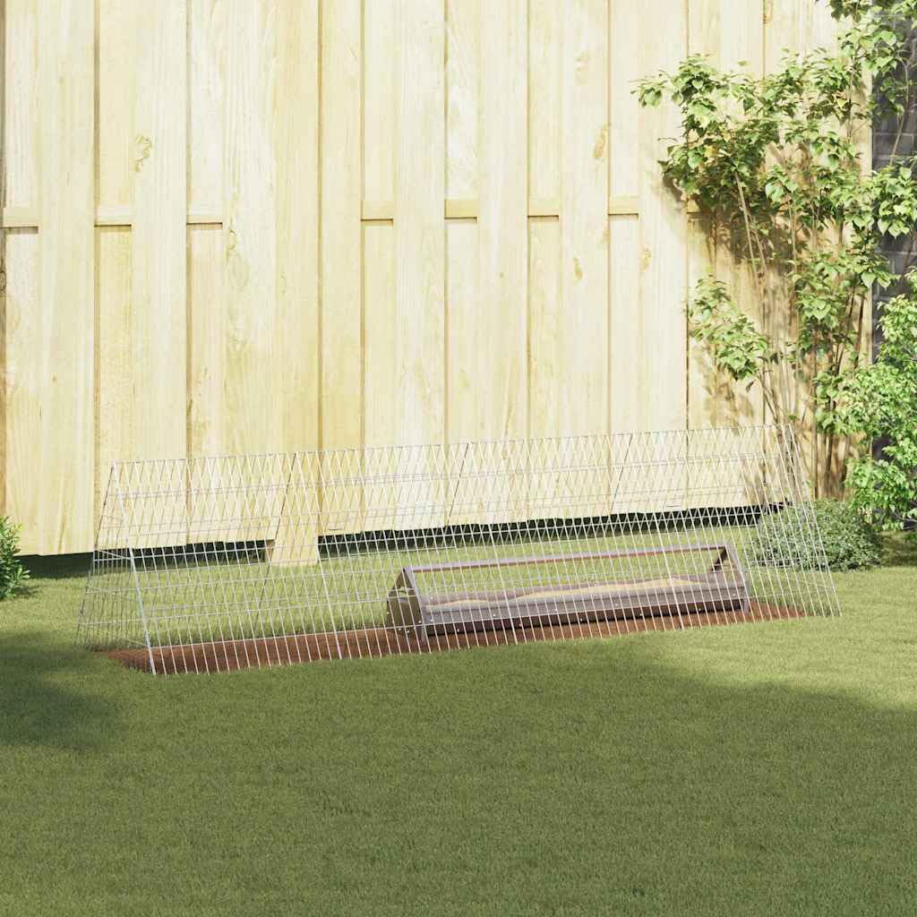 Jaula para pollos de acero galvanizado, 215 x 55 x 55 cm, resistente a la intemperie con protección, parque para gallinas, conejos, cobayas, rueda libre modular, pajarera plateada