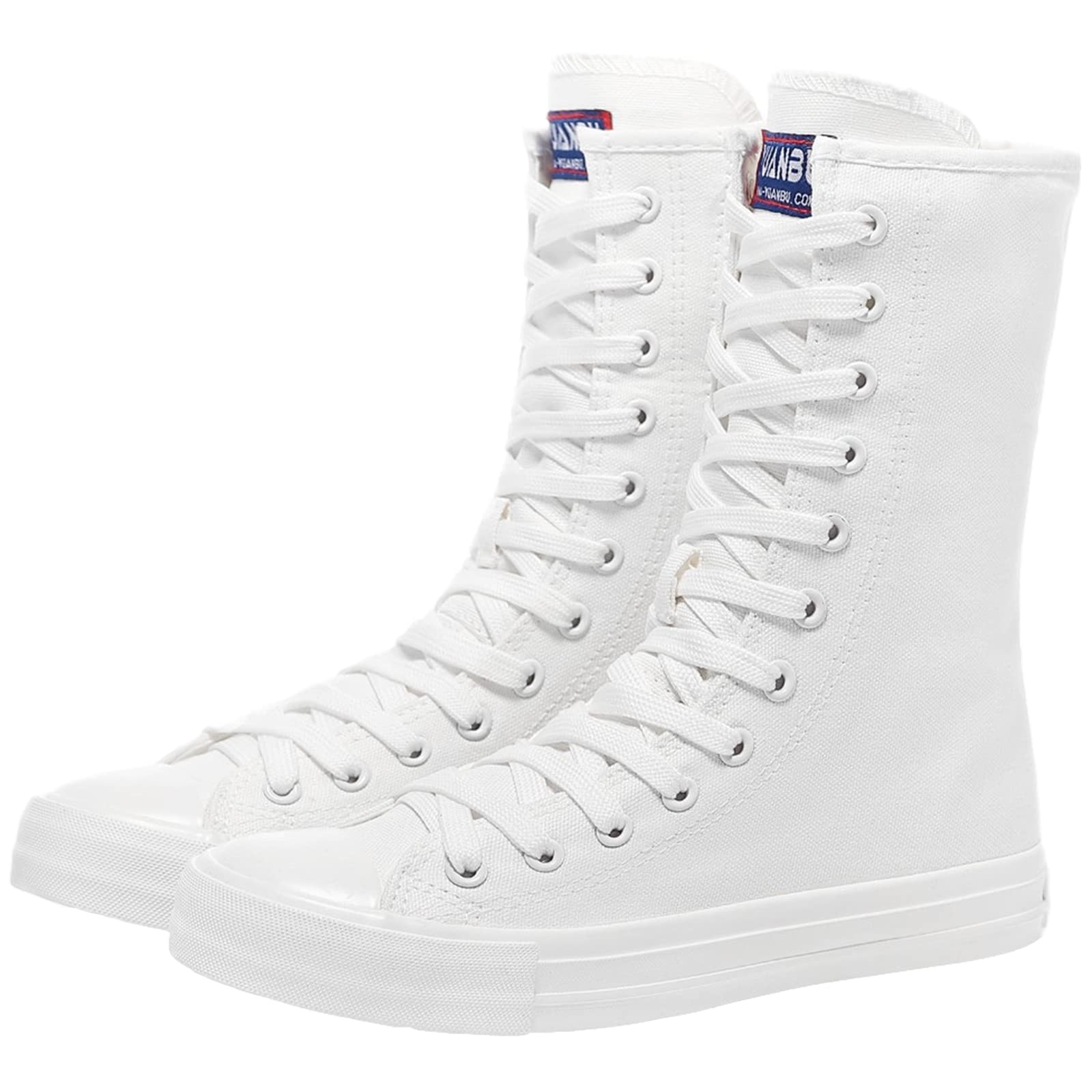 rismart Mujer Botas Lona Media pierna Punk Altos Cordones Moda Sneakers
