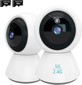 4MP Indoor Security Camera Pet with Phone App 2K 5GHz & 2.4GHz 360°Wireless WiFi Cameras for Baby/Elder/Dog/Pet Motion Detection Audible Alarm Easy Installation Compatible Alexa 1Pcs 64GB SD (2pcs) asin的图片