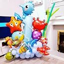 Atpata Funky 5pcs Aquatic Theme Foil Balloons Set - Starfish, Seahorse, Octopus, Crab, and Fish Shapes - For Underwater Ocean Party Decorations for unisex Kids Birthday Celebrations gallery image