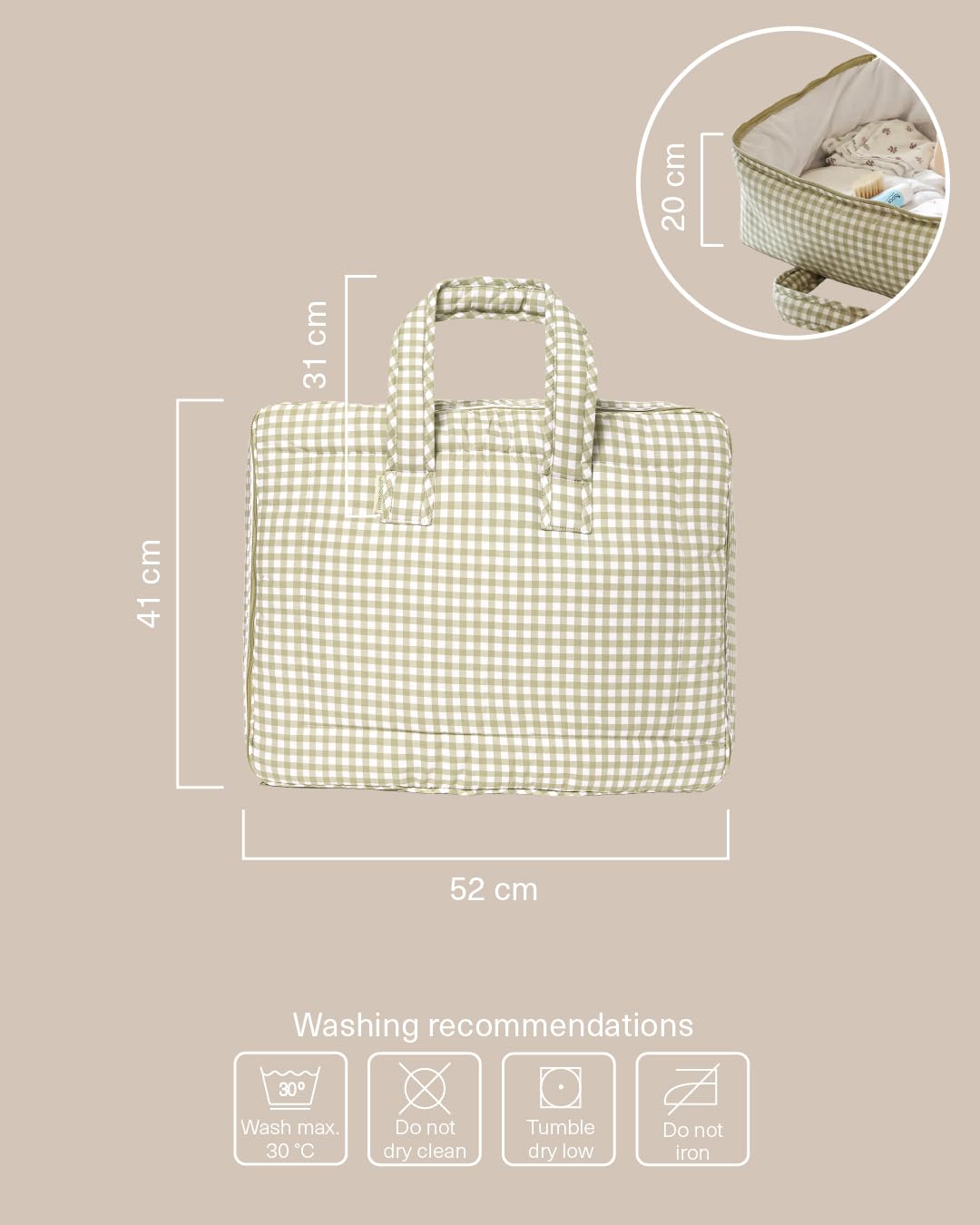 molis&co - Kinderreisetasche und Umstandstasche für Krankenhaus - Tragetasche für Ausflüge und Organisation - weicher Stoff - 45 x 35 cm - 100% Baumwolle