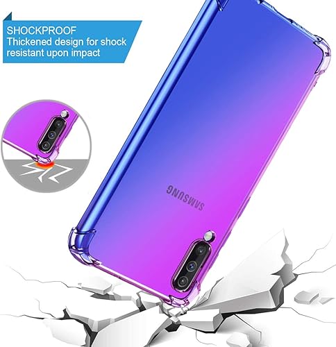 Miniatura 6 de Ueokeird Funda para Galaxy A70, transparente y lindo degradado para Galaxy A70, funda delgada antiarañazos, flexible, TPU con esquinas reforzadas,