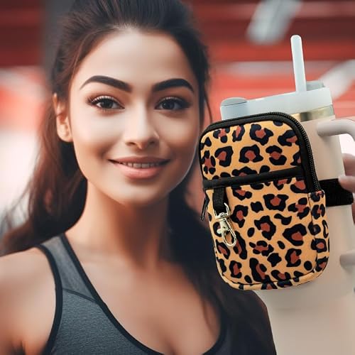 Axolotl Stanley Cup Accessories: Zip Pouch for 30oz&40oz Water Bottles-Essential for Stanley Quencher Adventure Cup, Doubles as a Fanny Pack, Purse, Bag for Your Tumbler-includes Key Holder (Leopard) - Thumbnail 6