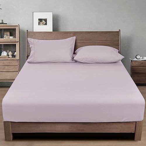 Miniatura 7 de PHF Sábana bajera ajustable de algodón 100% lavado en prenda, tamaño Queen - Cozy Cloud sábana inferior suave como lino solo con bolsillos profundos