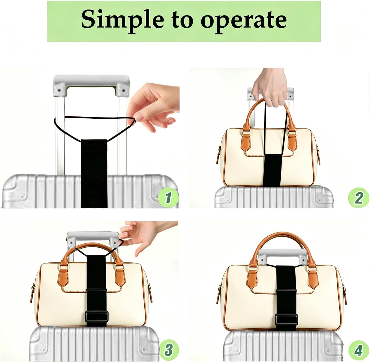 2pcs Luggage Connector Straps for Suitcases, Adjustable Elastic Belt