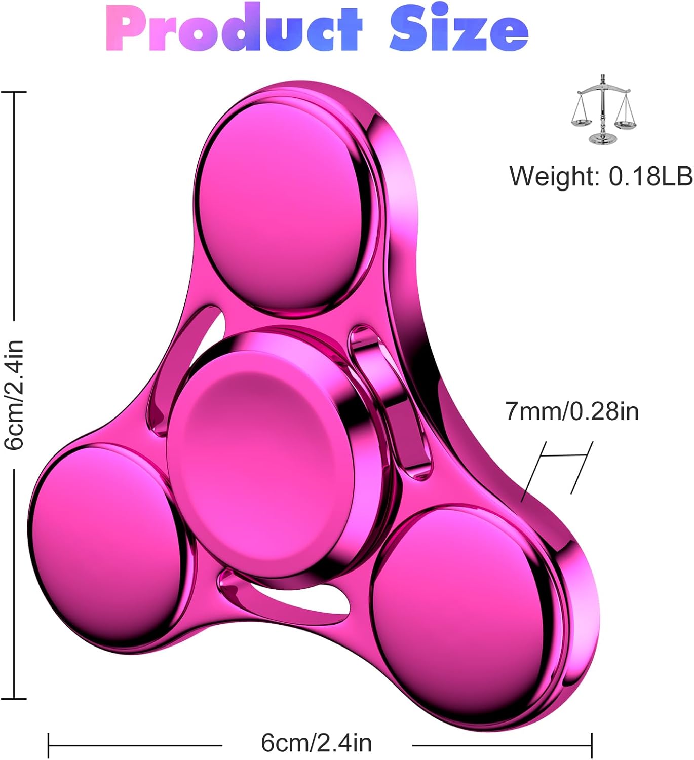 Fidget Spinners Toy, 2-5 Min Spins Time Stainless Steel R188 Bearing Metal Fidget Spinner, EDC ADHD Stress Anxiety Relieves, Fidget Spinner Toys for Kids and Adults (Rose)