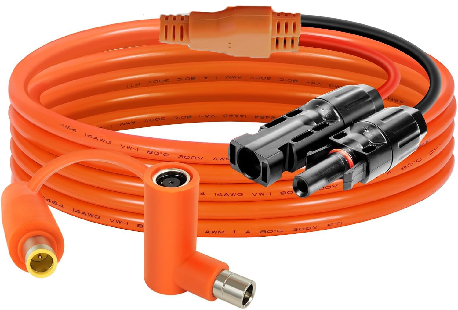 Behaunty Solar Connector to DC 8mm Adapter Cable 10FT, 12AWG + 14AWG Tinned Copper Wire with DC7909 to DC8020 Adapter, Heavy Duty Charging Cable for Portable Power Station, RV, Outdoor Camping