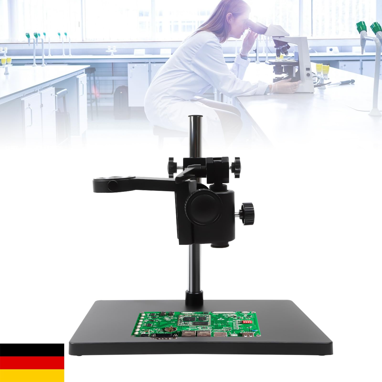Soporte de mesa para microscopio, soporte para microscopio ajustable, diámetro del microscopio adecuado 50 mm/1,97 pulgadas, para escuelas, laboratorios, fábricas, laboratorios biológicos