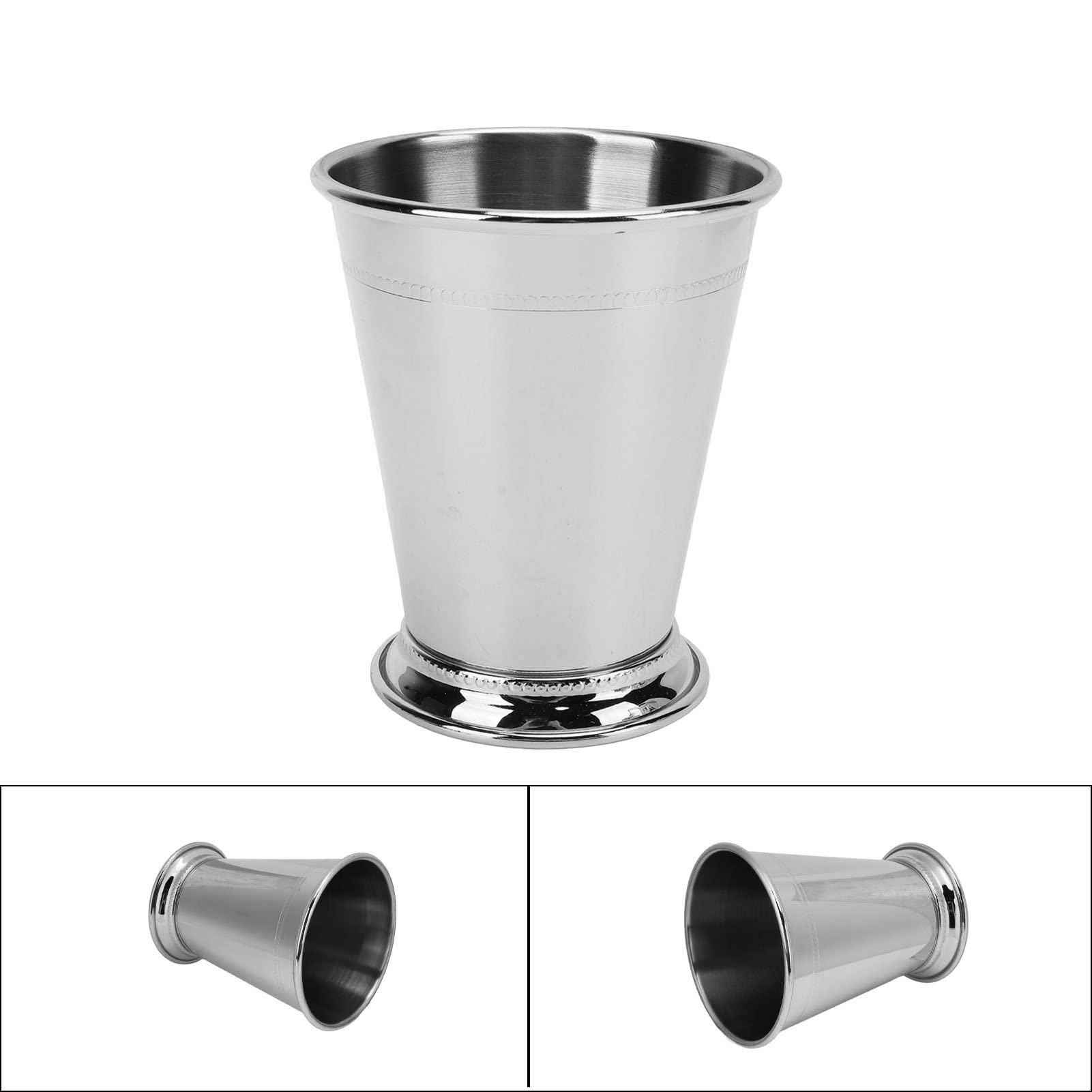 4 pezzi da 400 ml di tazze julep menta, da 14 once di bicchieri cocktail in acciaio inossidabile con bordo rivestimento in perline per succo birra per la birra bevanda bar (Argento classico)