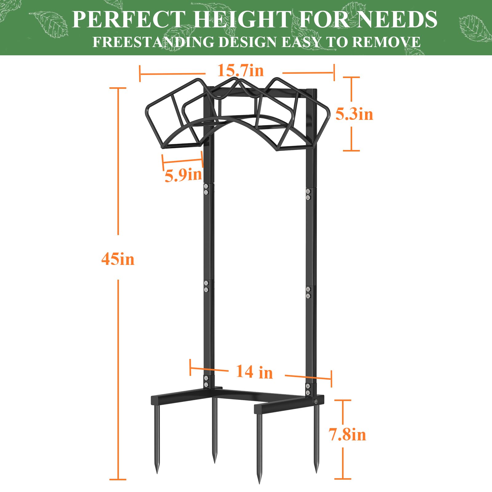 Qatsrin Super stabiler Gartenschlauchhalter, Wasserschlauchtrommel hält 48,8 m, Schwarz