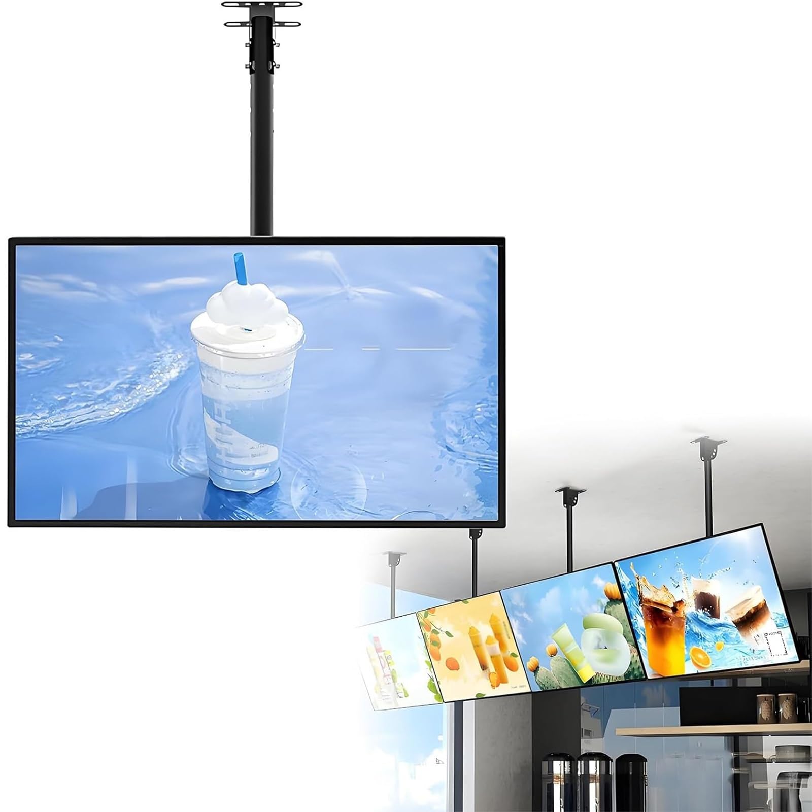 Tableros de menú digitales con retroiluminación LED, marco de aluminio, barra telescópica para colgar, póster magnético de repuesto para restaurantes, cafeterías, vestíbulos de hoteles
