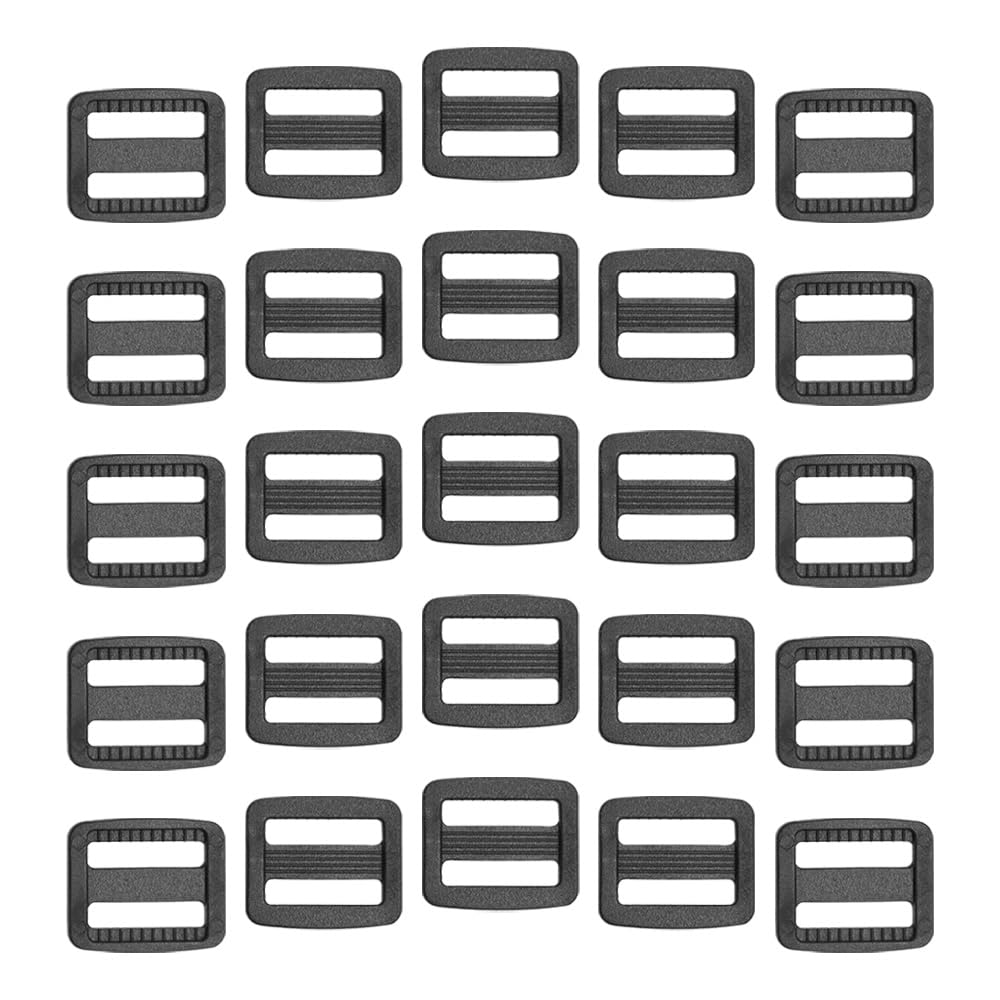 Ruidee Unisex Black/15Mm 50 Pcs Plastic Tri-Glide Slide Adjustable Webbing Triglides Slider Buckle For Handbag Strap Adjustment Bags Making Camping Backpack (Rk/15Mm)