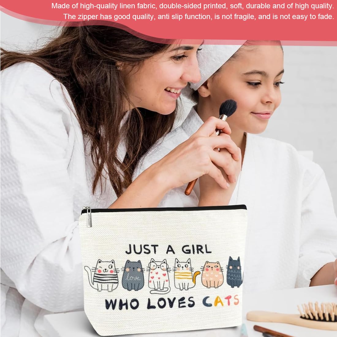 Beauty Case Donna con Motivo Gatto - Trousse Trucchi Donna, Regalo Perfetto per Amanti dei Gatti, Mamme, Amiche, Sorelle, Teenager (con Cerniera)