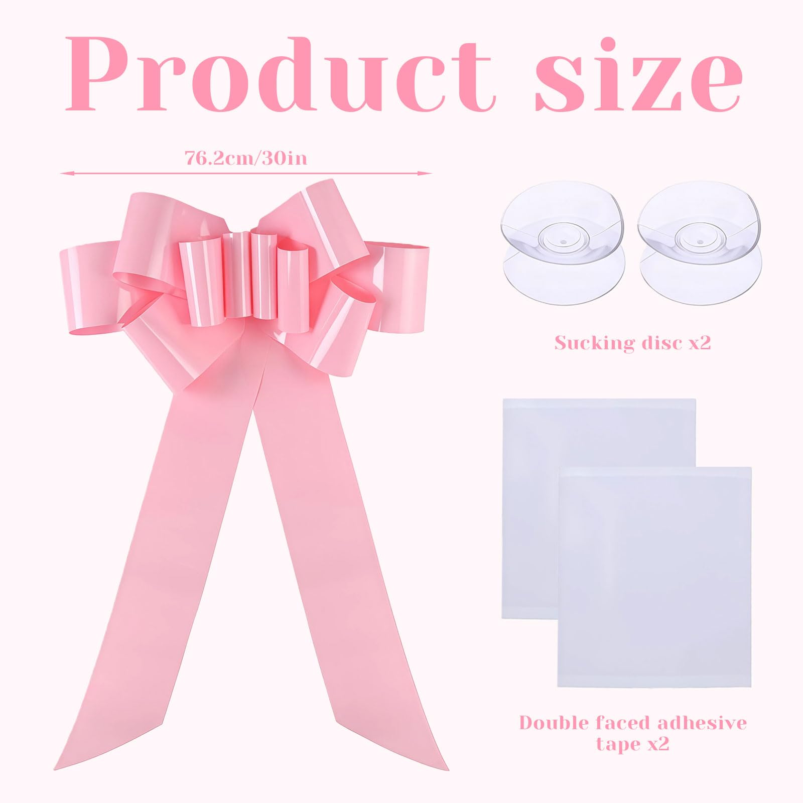 Lazo Gigante para el Coche, Gran Lazo Rosa para Coche, 76,2 cm, Enorme Lazo Grande para Regalos, Gran Lazo de Embalaje de Regalo como decoración para Navidad, la Nueva casa, el Coche,