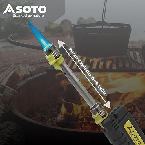 Miniatura 2 de SOTO Encendedores de Antorcha de Bolsillo para Acampar - Encendedor de Antorcha Recargable Extendido, Cabezal de Quemador Telescópico, Encendido