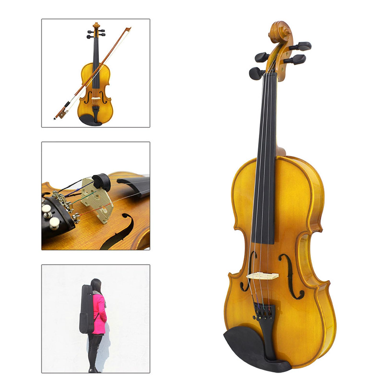 Violino 4/4 Legno Kit per Principianti-Violino per Principianti 4/4 Violino per Adulti Violino Set di Violino per Practice & Performance