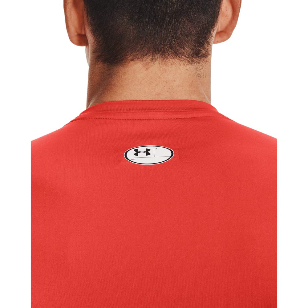 Under Armour Męska koszulka kompresyjna HeatGear z krótkim rękawem, ciemny pomarańczowy (860)/czarny, L, Ciemnopomarańczowy (860)/czarny, L