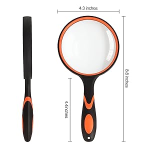 Magnifying Glass Handheld Reading Magnifier for Seniors - 100MM Real Glass Magnifying Lens for Book, Newspaper Reading, Insect and Hobby Observation, Science