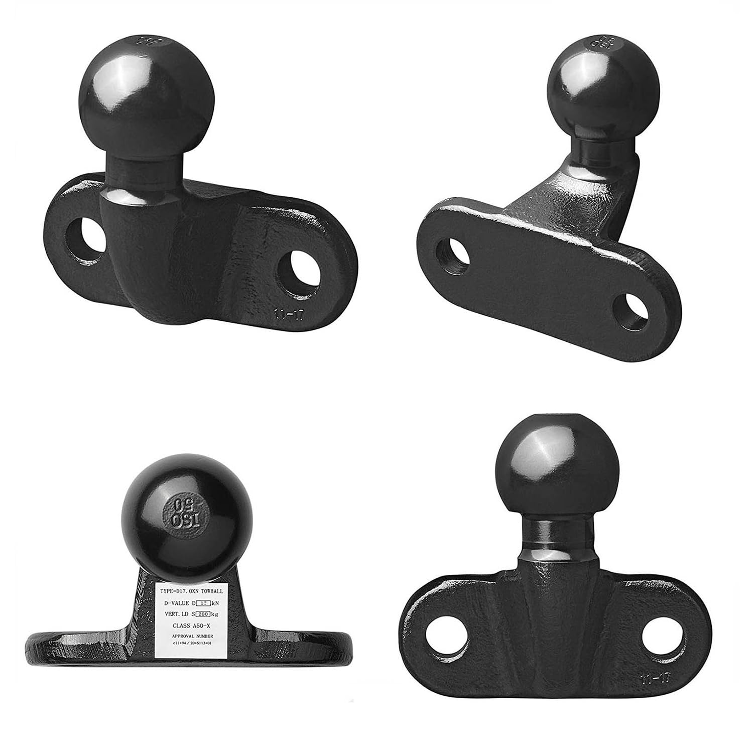 HEYOUTH Bola Remolque Ø50mm,Enganche Remolque,3500 kg,Bola de Enganche para Remolque,para Coches, Camiones y Tractores (Negro)