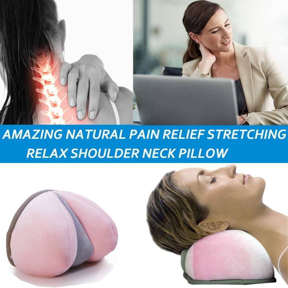 KASQA Cervical Pillow Neck and Shoulder Relaxer - Neck Traction Device for Stiff Neck and Shoulder Pain Relief - Neck Support Pillow Pink