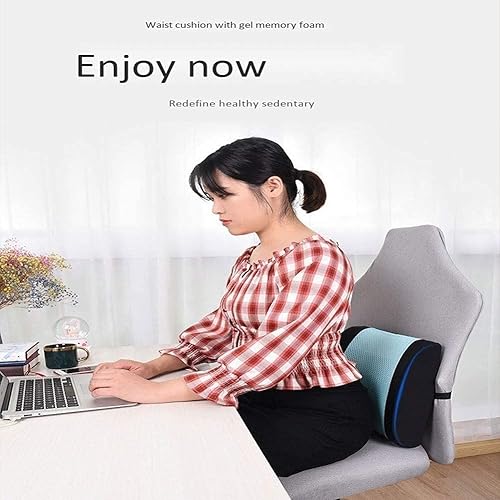 Miniatura 2 de XIXIDIAN Almohada lumbar con soporte para silla de oficina y cojín para asiento de automóvil, espuma viscoelástica con correa ajustable y soporte