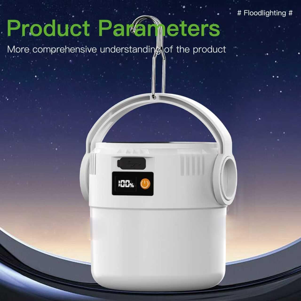Solar Camping Light – Fast Type-C Charging, Long Battery Life, Multi-Purpose Outdoor Lighting (800mAh)