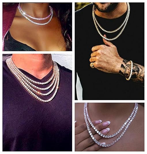 Buy HH BLING EMPIRE Gold Silver Iced Out Diamond Tennis Chain