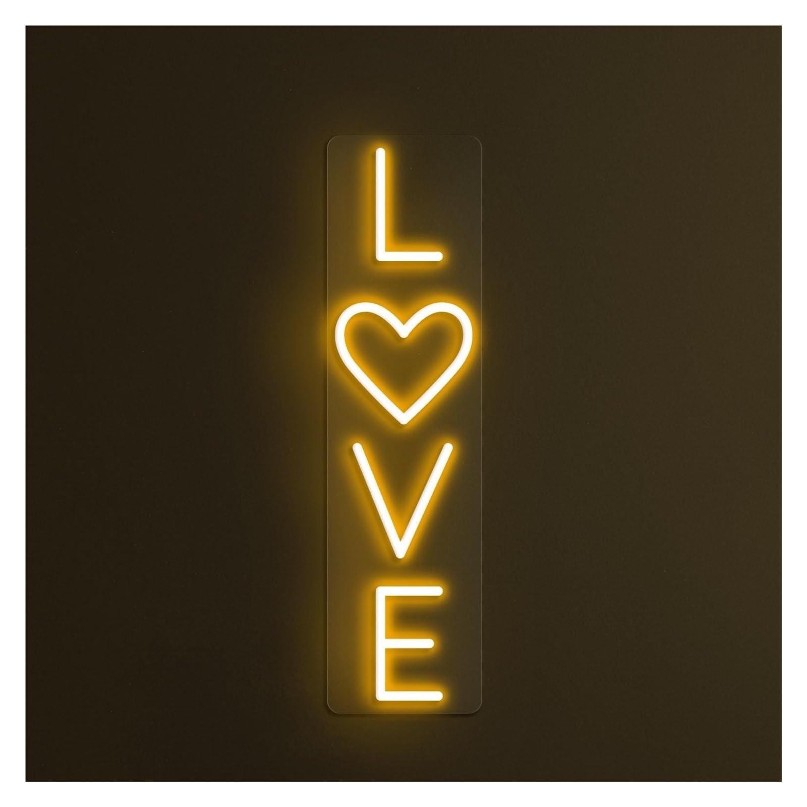 Wiszące neony artystyczne Neon Miłość Ręcznie Robiony, Odpowiedni Do Wystroju Salonu, Z Regulacją Jasności, 44cm(Żółty)