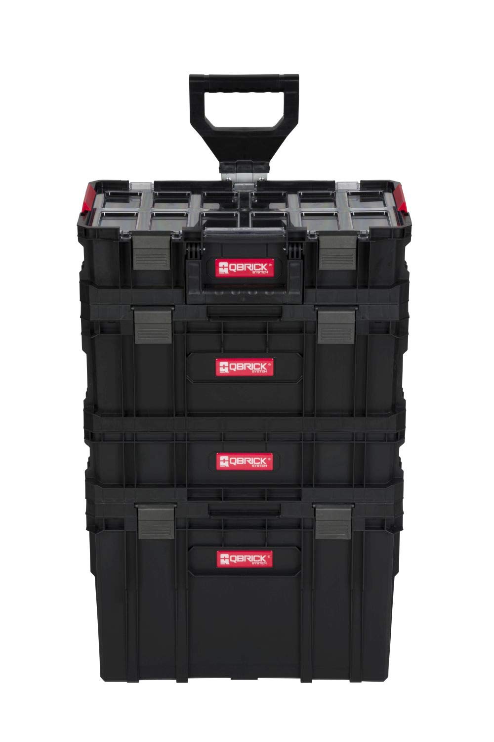XL Werkzeugtrolley - Qbrick System Werkzeugkoffer mit Rollen, Werkstattkoffer Set, Werkstattwagen Set mit viel Zubehör! B x T x H in cm: 53 x 38 x 98 cm ! Der Mobile Alleskönner - Privat & Gewerbe
