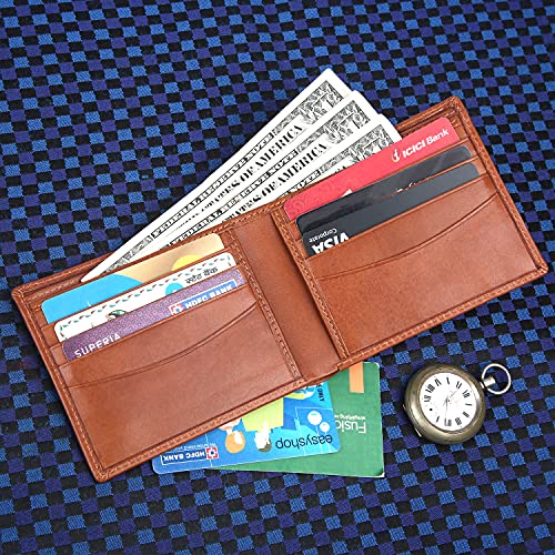 Image of Brooklyn Bridge Genuine Leather Slim Wallets for Men VT Blue Men's Genuine Leather Wallet RFID Blocking Bifold, Branded Quality Mens Wallet, Compact Minimalist, Thin Front Pocket, Stylish Gift Set