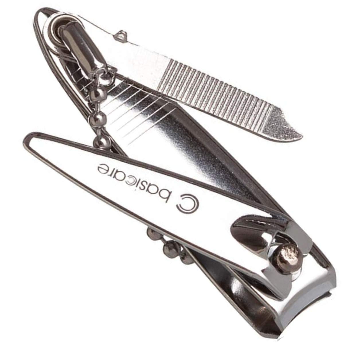BasicareCompact Nail Clipper, Stainless Steel, Contoured Blades, Precision Nail Trimming for a professional manicure at home