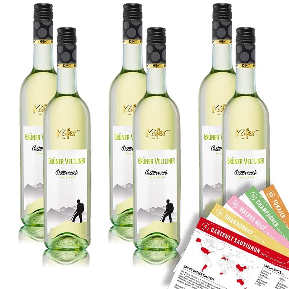 Käfer Grüner Veltliner QbA, trocken, sortenreines Weinpaket + VINOX Winecards (6x0,75l)