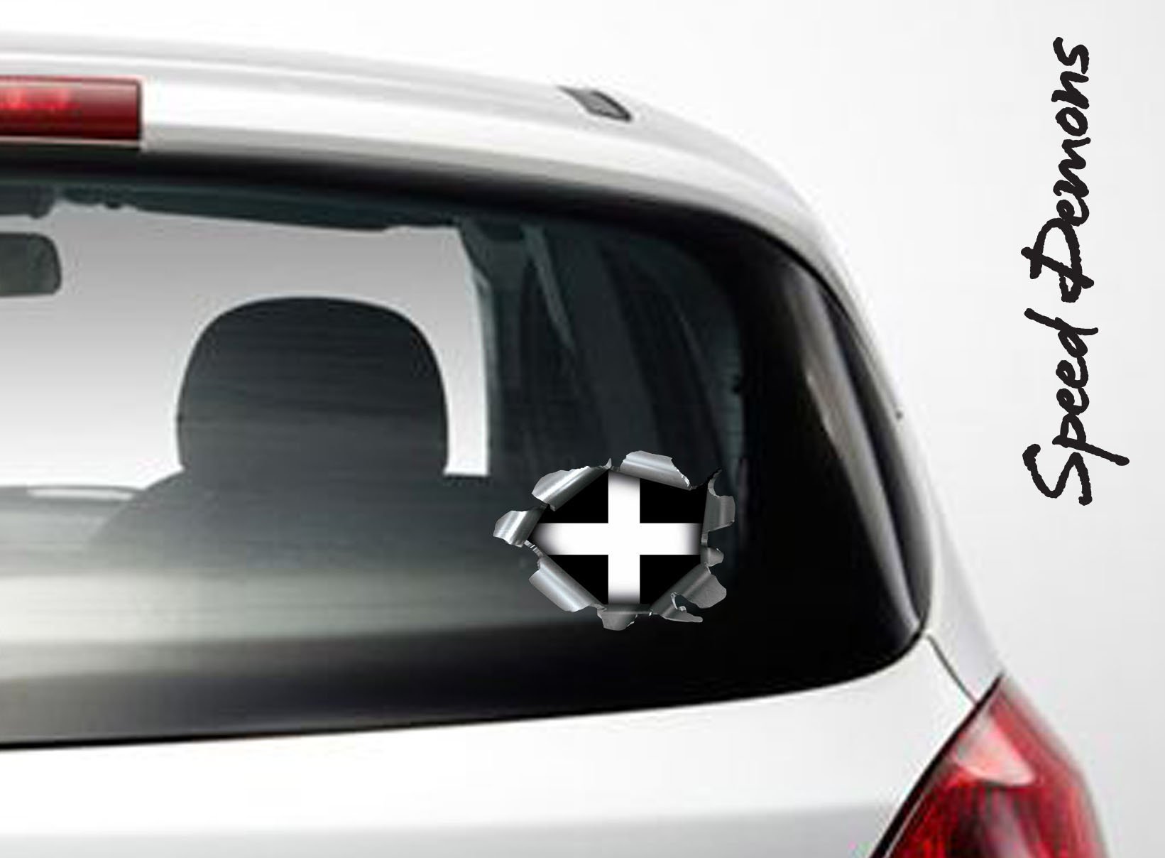 Speed Demons Pride Burst RIP Torn Tear Sticker Graphic SELF Adhesive for Any Surface Including LAPTOPS and Cars - Cornwall Cornish Flag — view 2