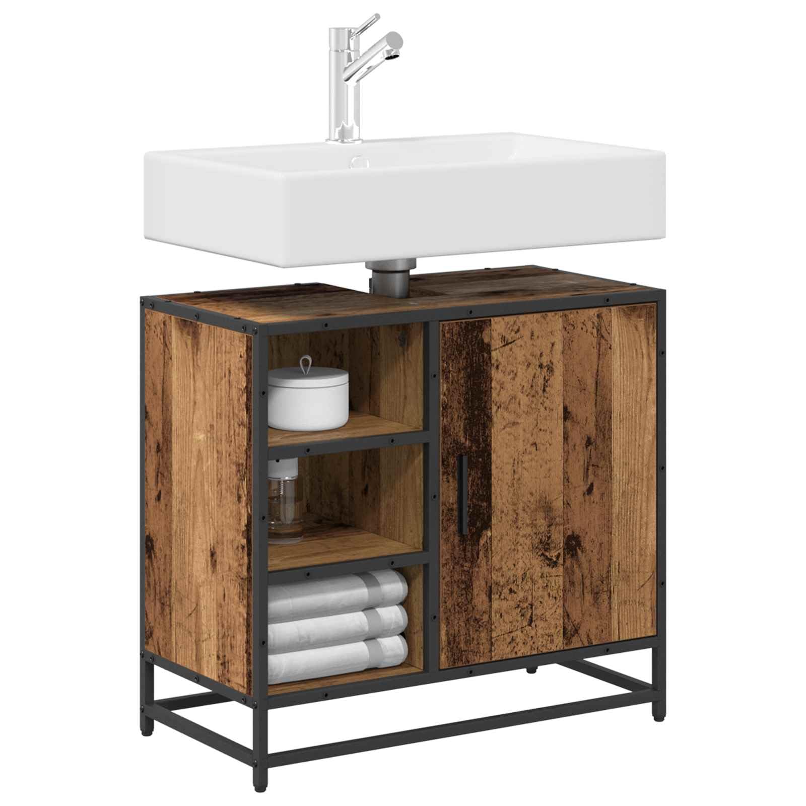 Armoire de salle de bain Bois vieilli 65 x 33 x 60 cm Bois d'ingénierie