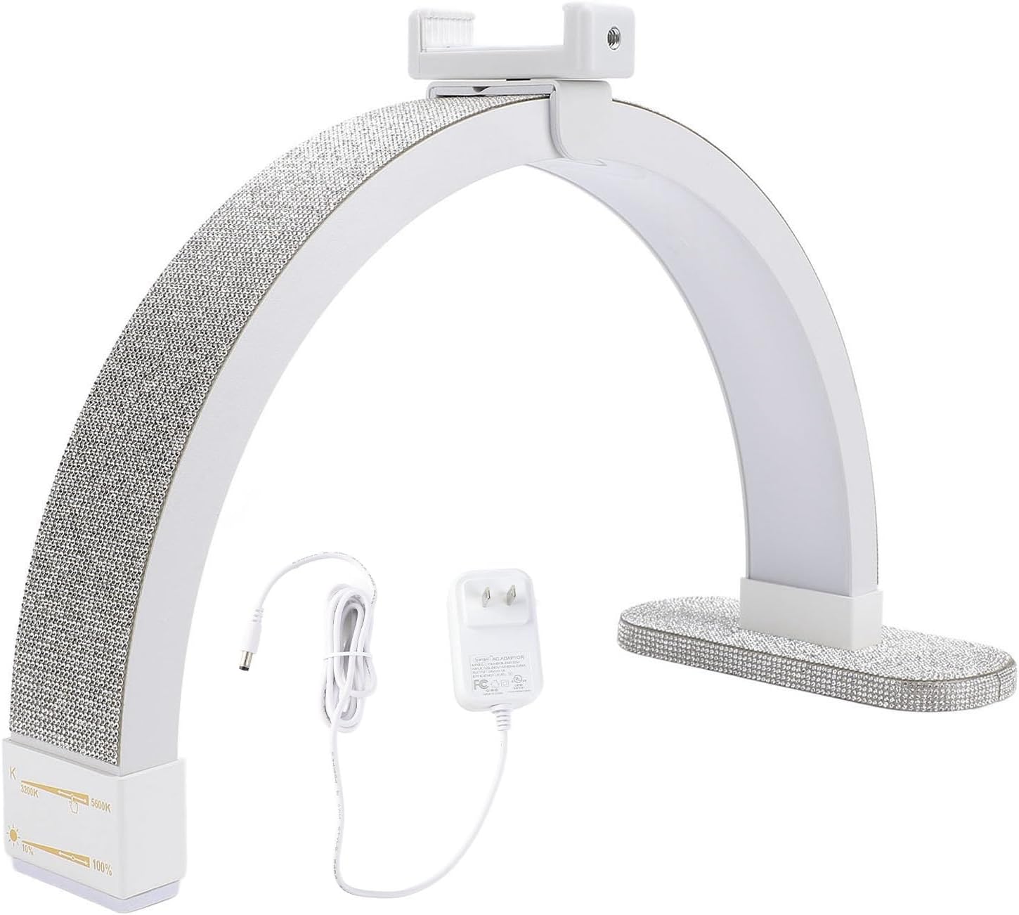 Dpofirs Half Moon Table Lamp, Half Moon Nail Desk Lamp 3200-5600K 19 Inch Beauty Specialists (WHITE)