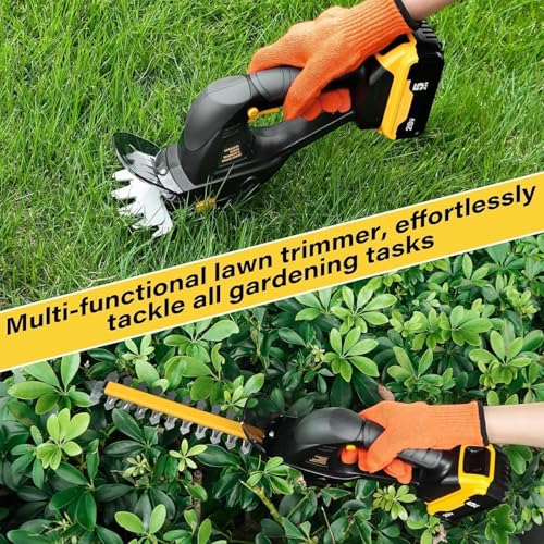 Cordless Hedge Trimmer (Tool Only), Compatible with DeWalt 20V MAX Battery, 2-in-1 Cordless Grass Shear 1500RPM, 3.3 lbs Handheld Shrub Clipper with Battery Protection, 8" & 4.7" Blades (Black) - Image 6