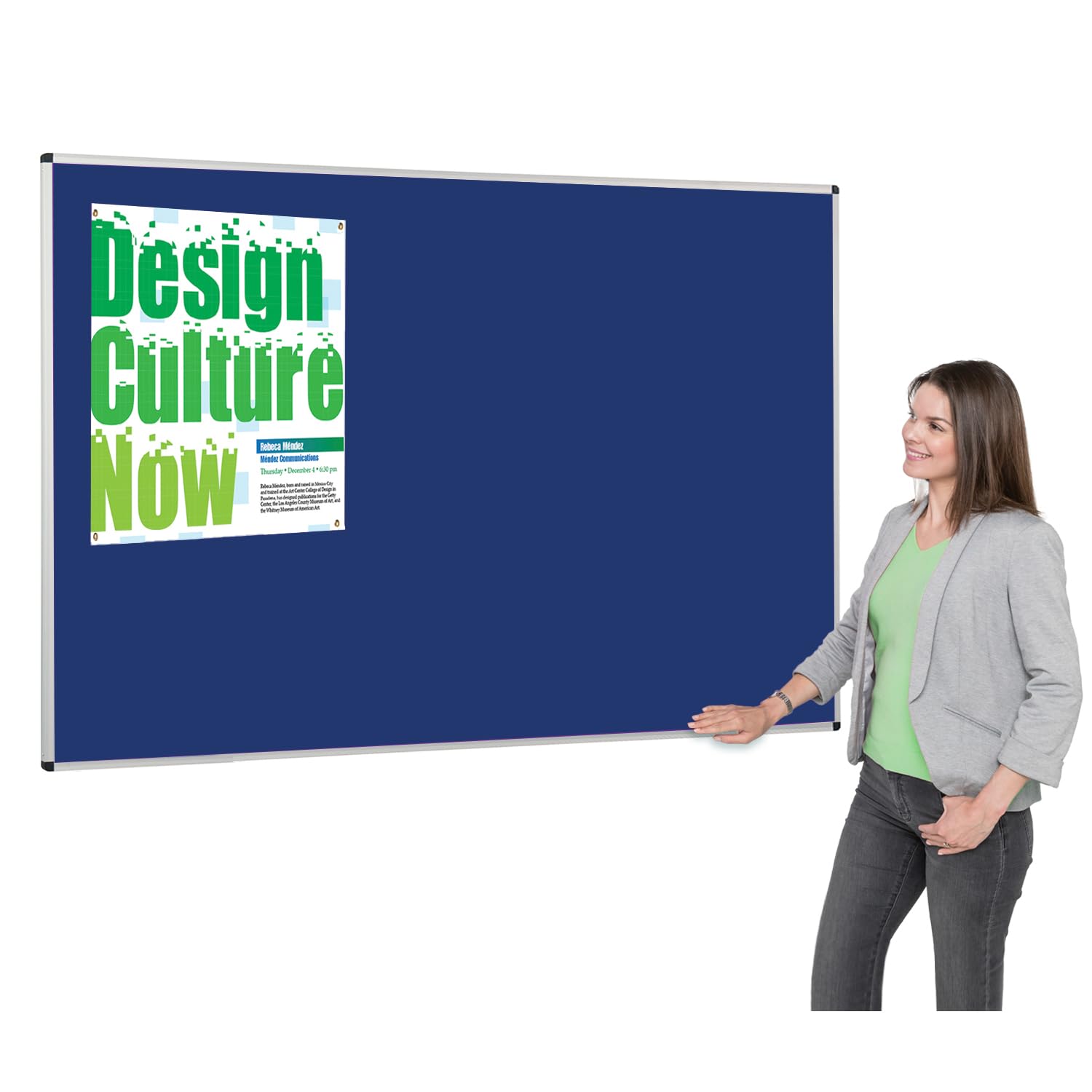 Aluminium Framed Blue Felt Notice Board | 180 x 120 cm | Smart Indoor Bulletin Pinboard | 4 Colours - Ideal for Office, School, Healthcare